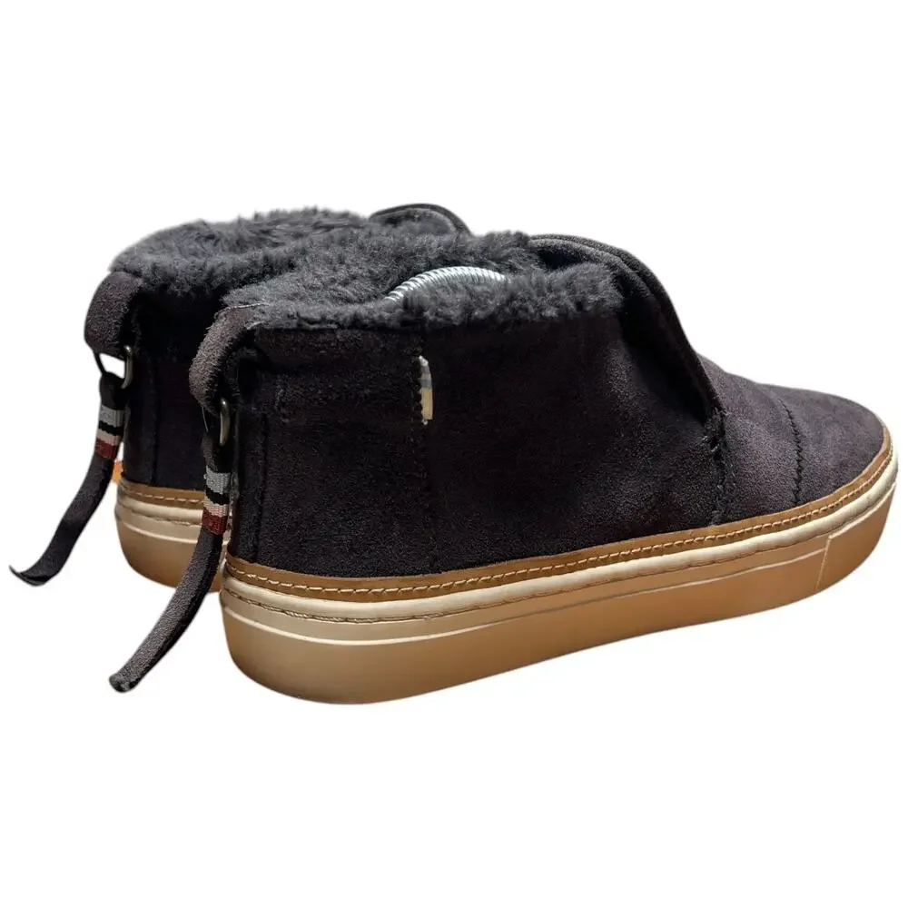 TOMS Paxton Women's 6.5 Gray Suede Ankle Boot Sneaker Faux Fur Lined Shoe
